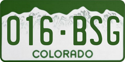 CO license plate 016BSG