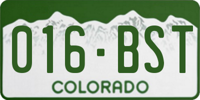 CO license plate 016BST