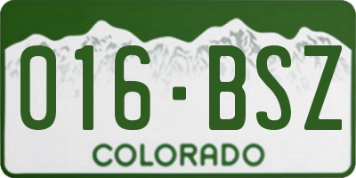 CO license plate 016BSZ