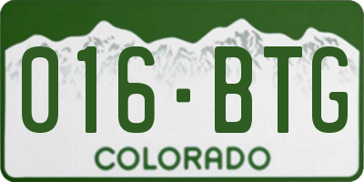 CO license plate 016BTG