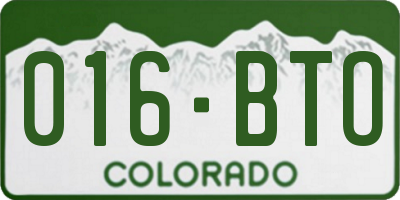 CO license plate 016BTO