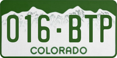 CO license plate 016BTP