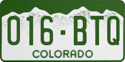 CO license plate 016BTQ