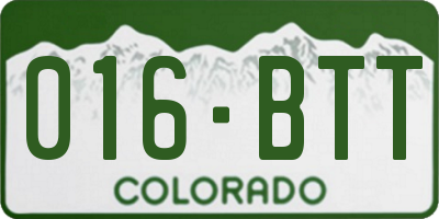 CO license plate 016BTT