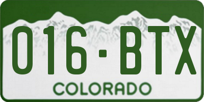 CO license plate 016BTX