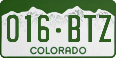CO license plate 016BTZ
