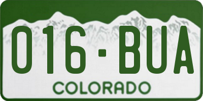 CO license plate 016BUA