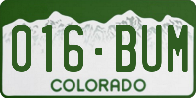 CO license plate 016BUM