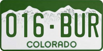 CO license plate 016BUR