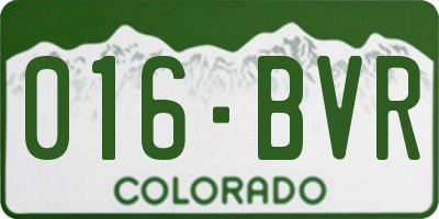 CO license plate 016BVR