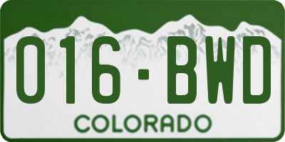 CO license plate 016BWD