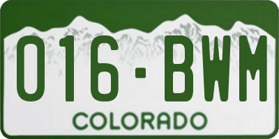 CO license plate 016BWM