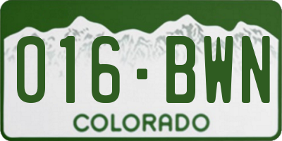 CO license plate 016BWN
