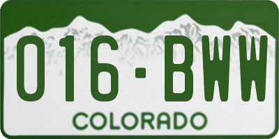 CO license plate 016BWW