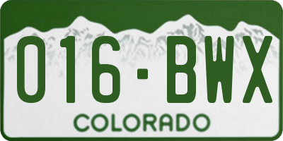 CO license plate 016BWX