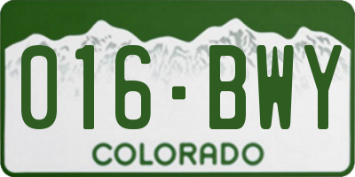 CO license plate 016BWY