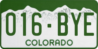CO license plate 016BYE