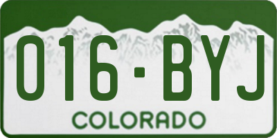 CO license plate 016BYJ