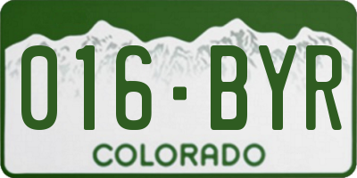 CO license plate 016BYR