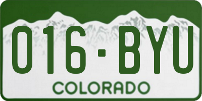 CO license plate 016BYU