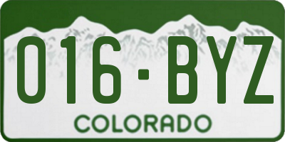 CO license plate 016BYZ