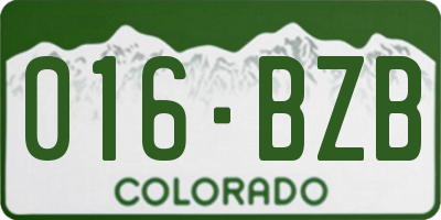 CO license plate 016BZB