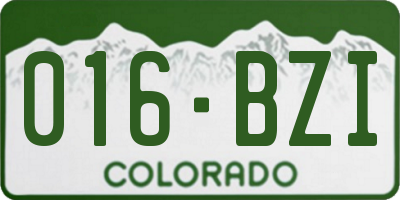CO license plate 016BZI