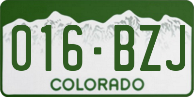 CO license plate 016BZJ