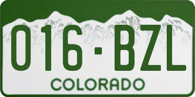 CO license plate 016BZL