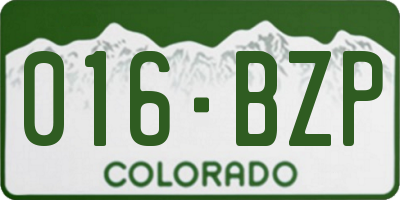 CO license plate 016BZP