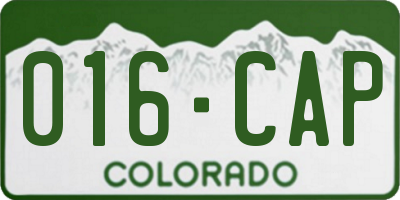 CO license plate 016CAP