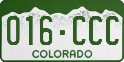 CO license plate 016CCC