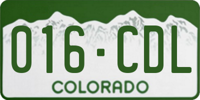 CO license plate 016CDL