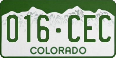 CO license plate 016CEC