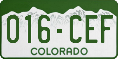 CO license plate 016CEF