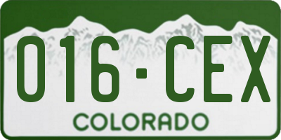 CO license plate 016CEX