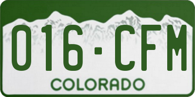 CO license plate 016CFM