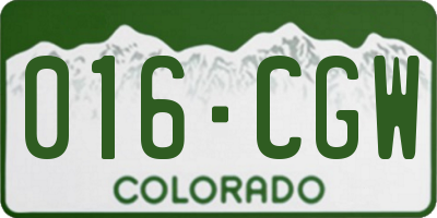 CO license plate 016CGW