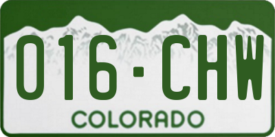 CO license plate 016CHW