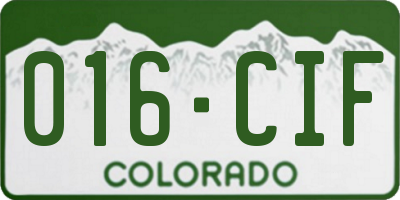 CO license plate 016CIF