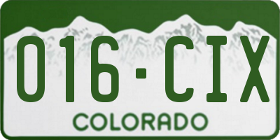 CO license plate 016CIX