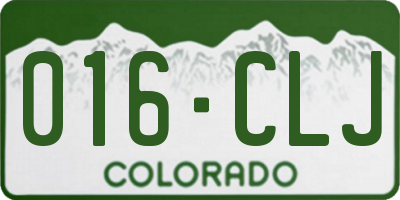 CO license plate 016CLJ