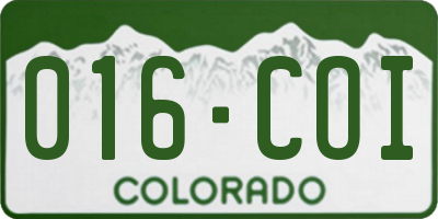 CO license plate 016COI