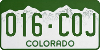 CO license plate 016COJ