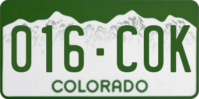 CO license plate 016COK