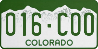 CO license plate 016COO