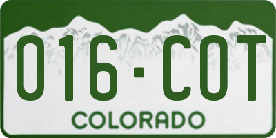 CO license plate 016COT