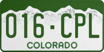 CO license plate 016CPL