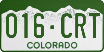 CO license plate 016CRT