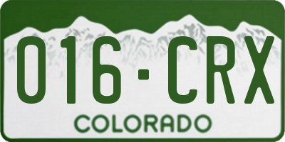CO license plate 016CRX